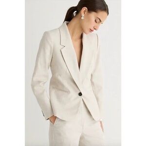 J Crew Blazer Parke Linen Blend Stretch in Flax Beige Tan Size‎ 10